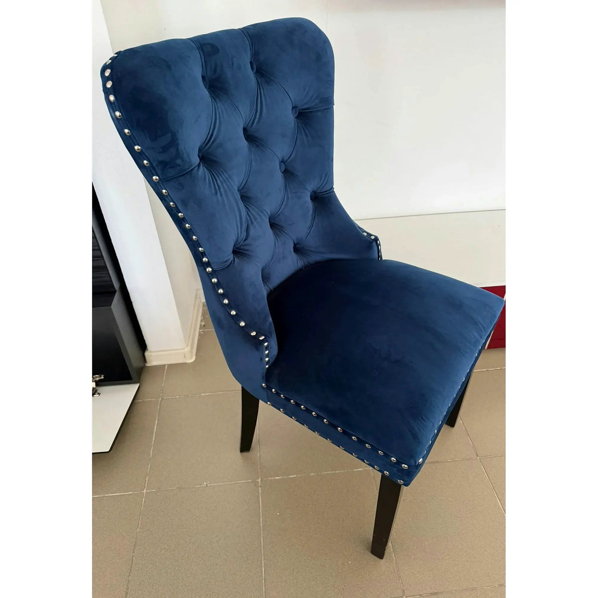PRODUS RESIGILAT - Scaun AUGUST, stofa catifelata albastru, 56x65x98 cm