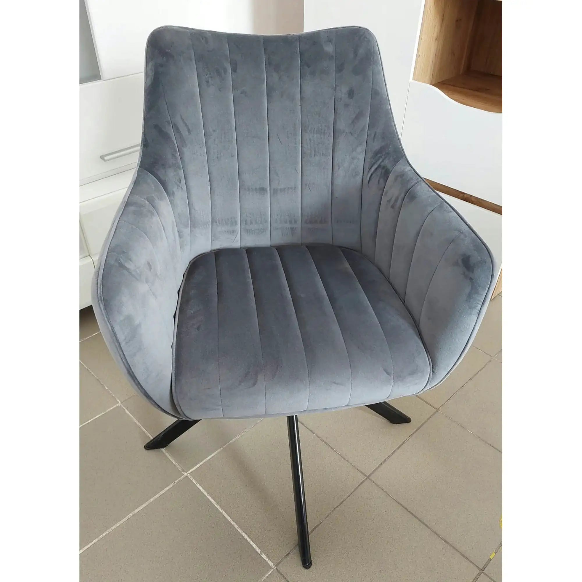 PRODUS RESIGILAT - Scaun AZALIA, gri inchis/negru, stofa catifelata/metal, 61x44x86 cm