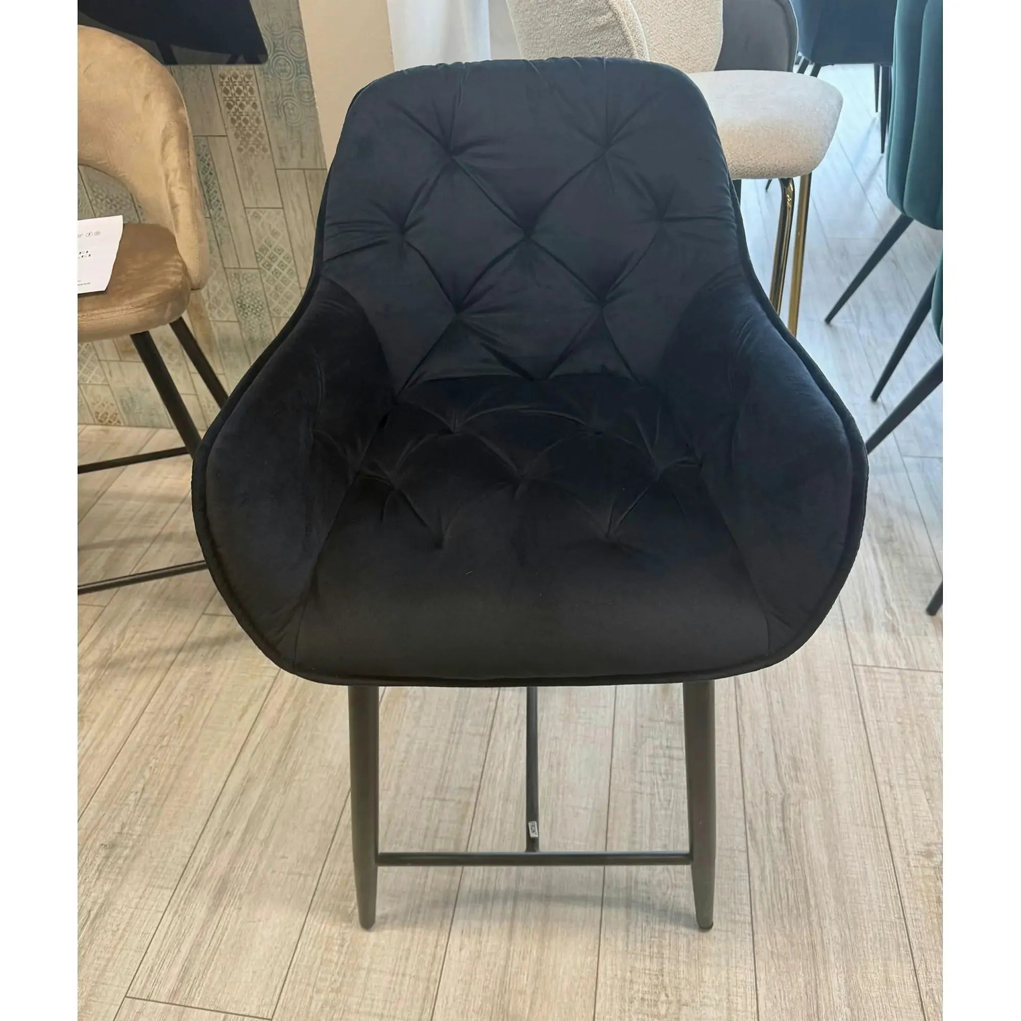 PRODUS RESIGILAT - Scaun bar CHERRY H-2, negru, stofa catifelata/metal, 56x40x87 cm
