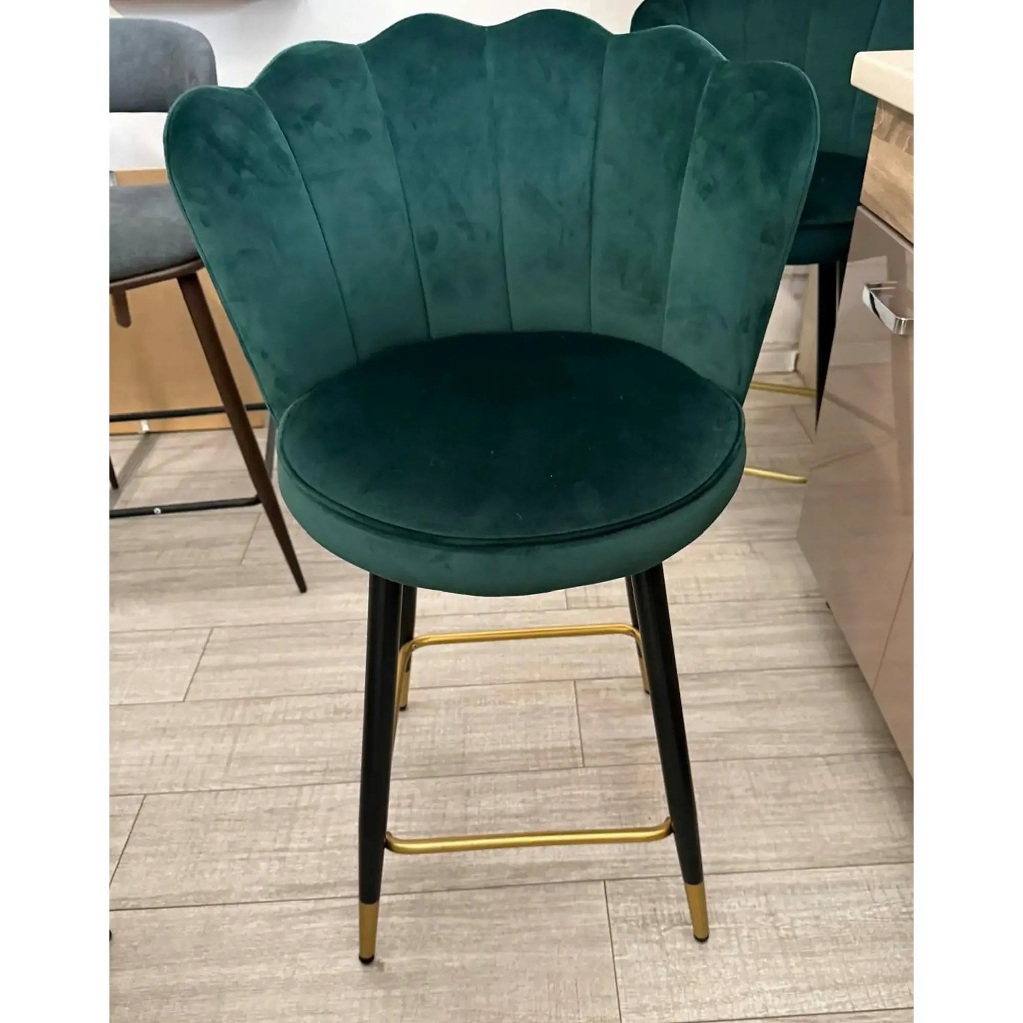 PRODUS RESIGILAT - Scaun bar H106, verde/negru, stofa catifelata/otel, 58x58x96 cm