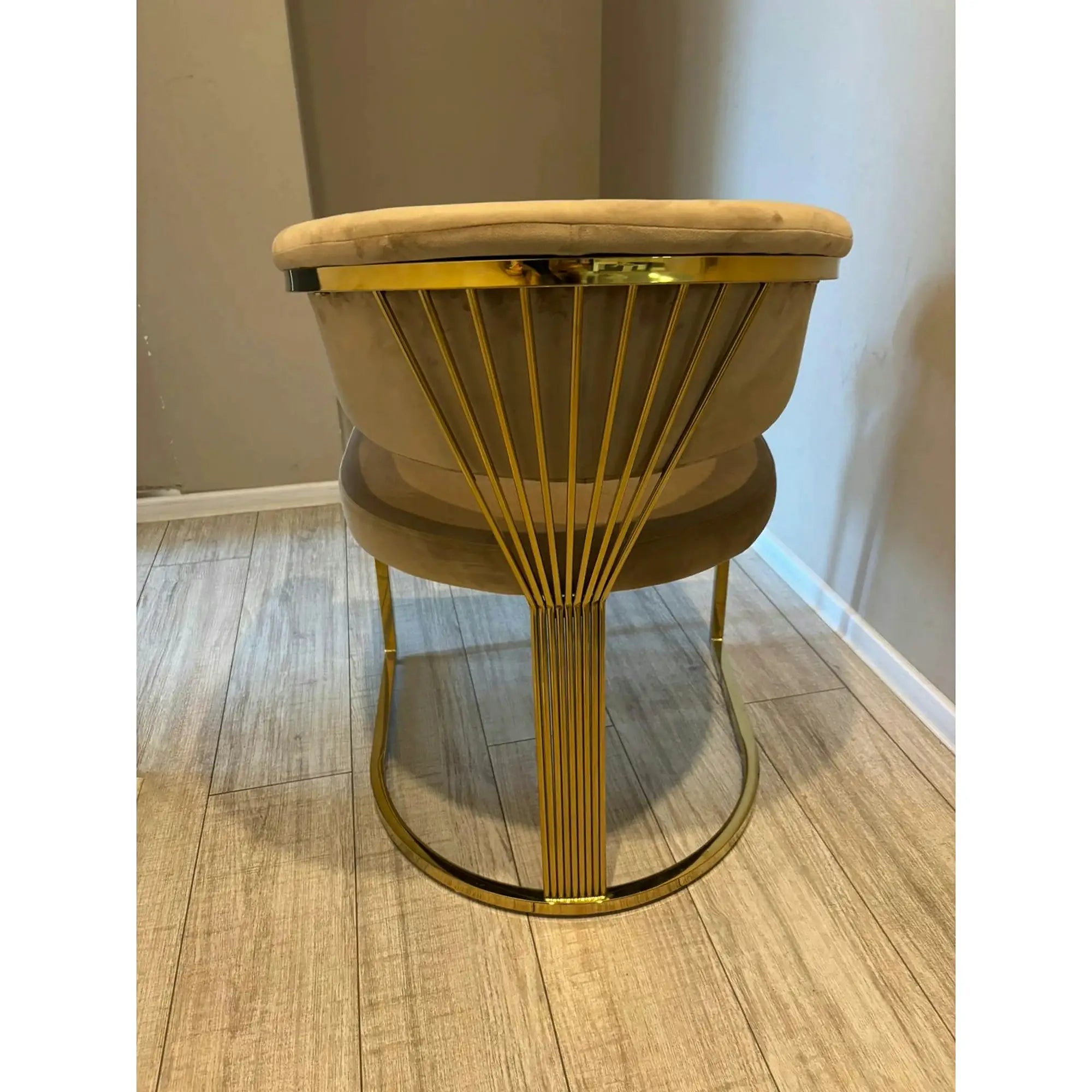 PRODUS RESIGILAT - Scaun bej tapitat CROWN, stofa catifelata/metal, 57x64x77 cm