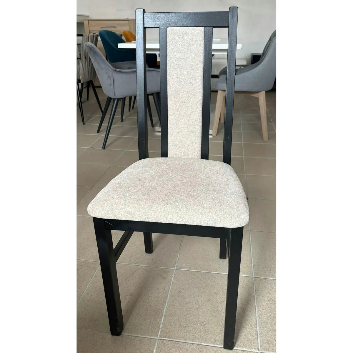 PRODUS RESIGILAT - Scaun BOS 14, bej/negru, stofa clasica/lemn, 43x40x94 cm