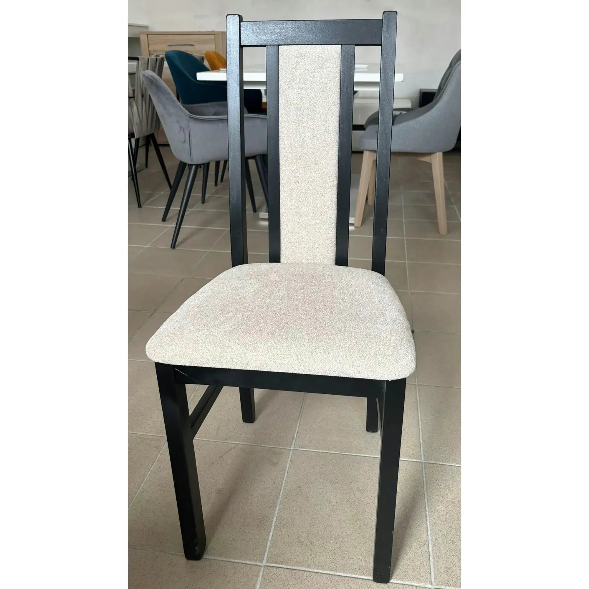 PRODUS RESIGILAT - Scaun BOS 14, bej/negru, stofa clasica/lemn, 43x40x94 cm