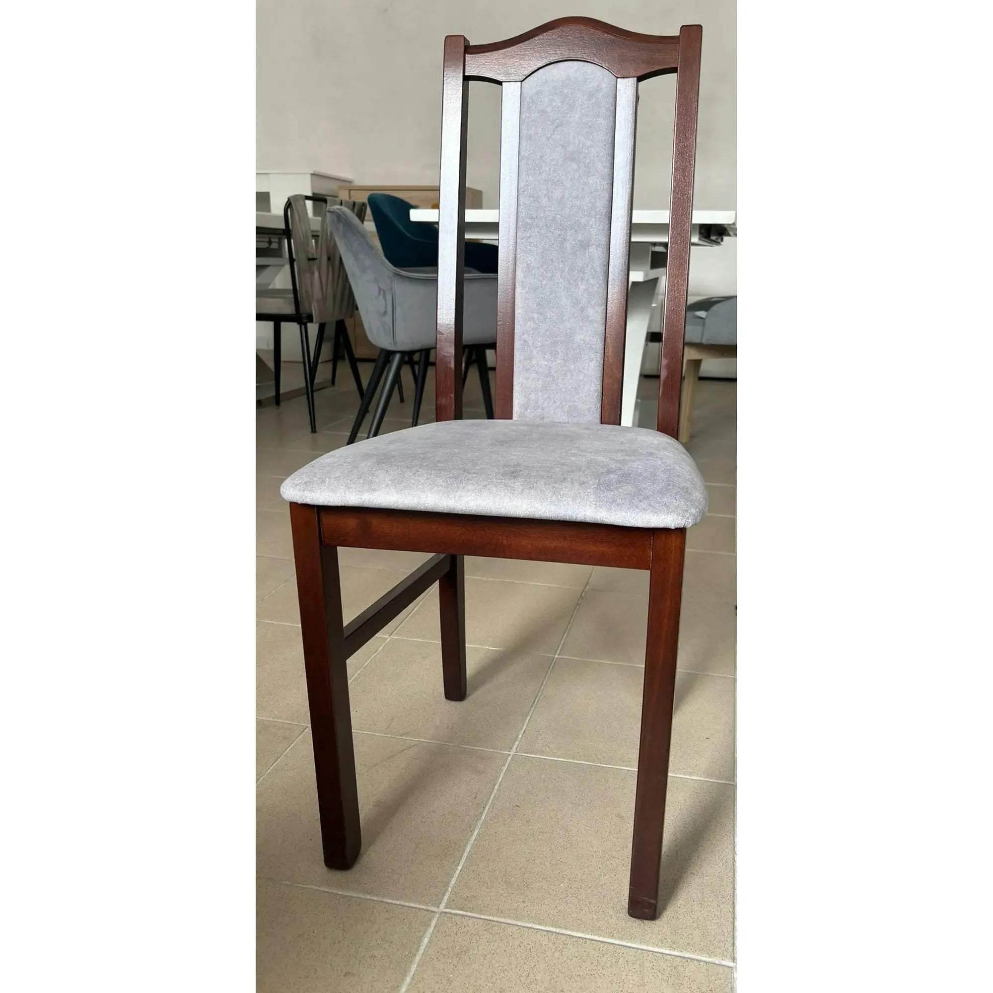 PRODUS RESIGILAT - Scaun BOS 2, gri/nuc, stofa catifelata/lemn, 43x40x97 cm