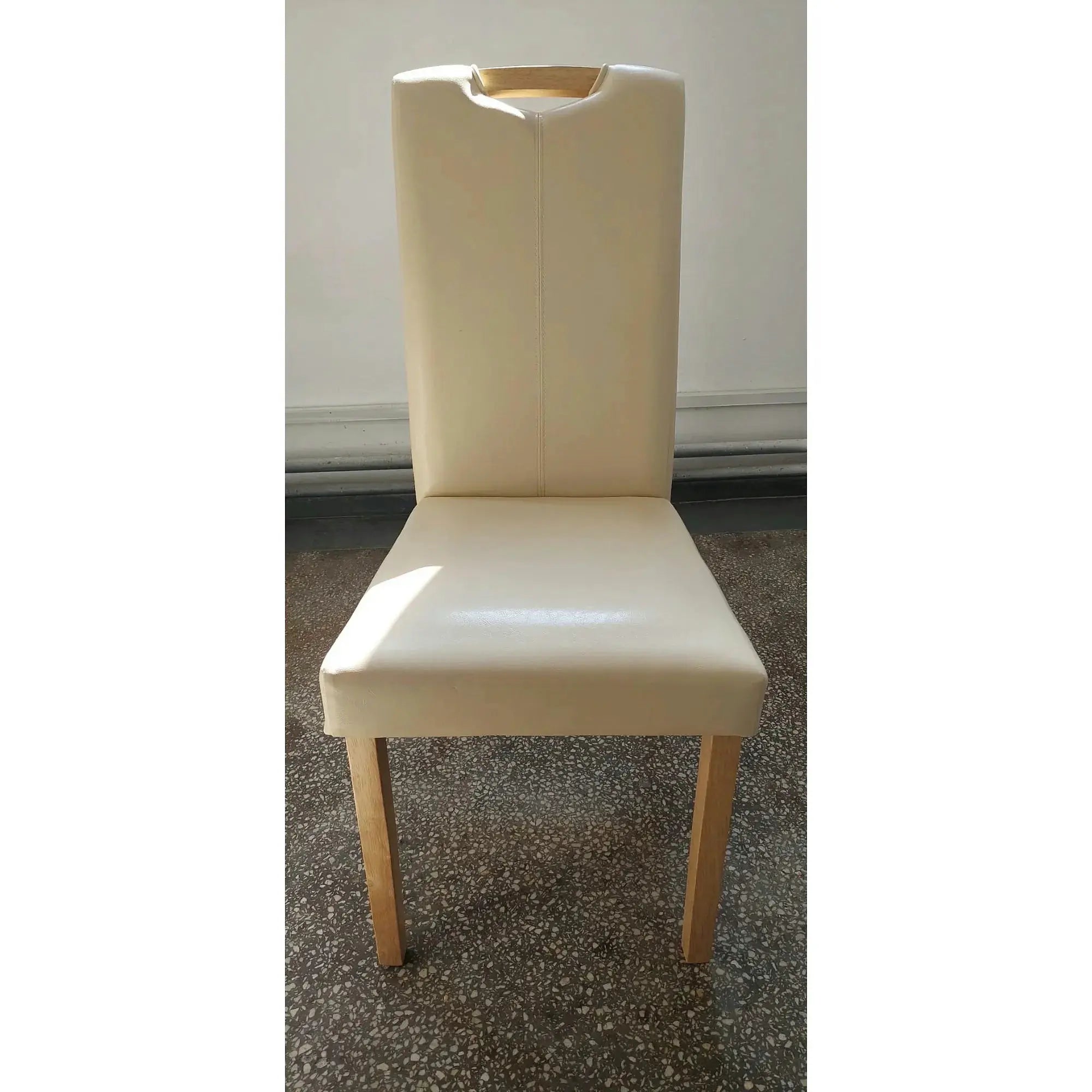 PRODUS RESIGILAT - Scaun CARO, crem/fag, piele ecologica/lemn, 42x58x96 cm