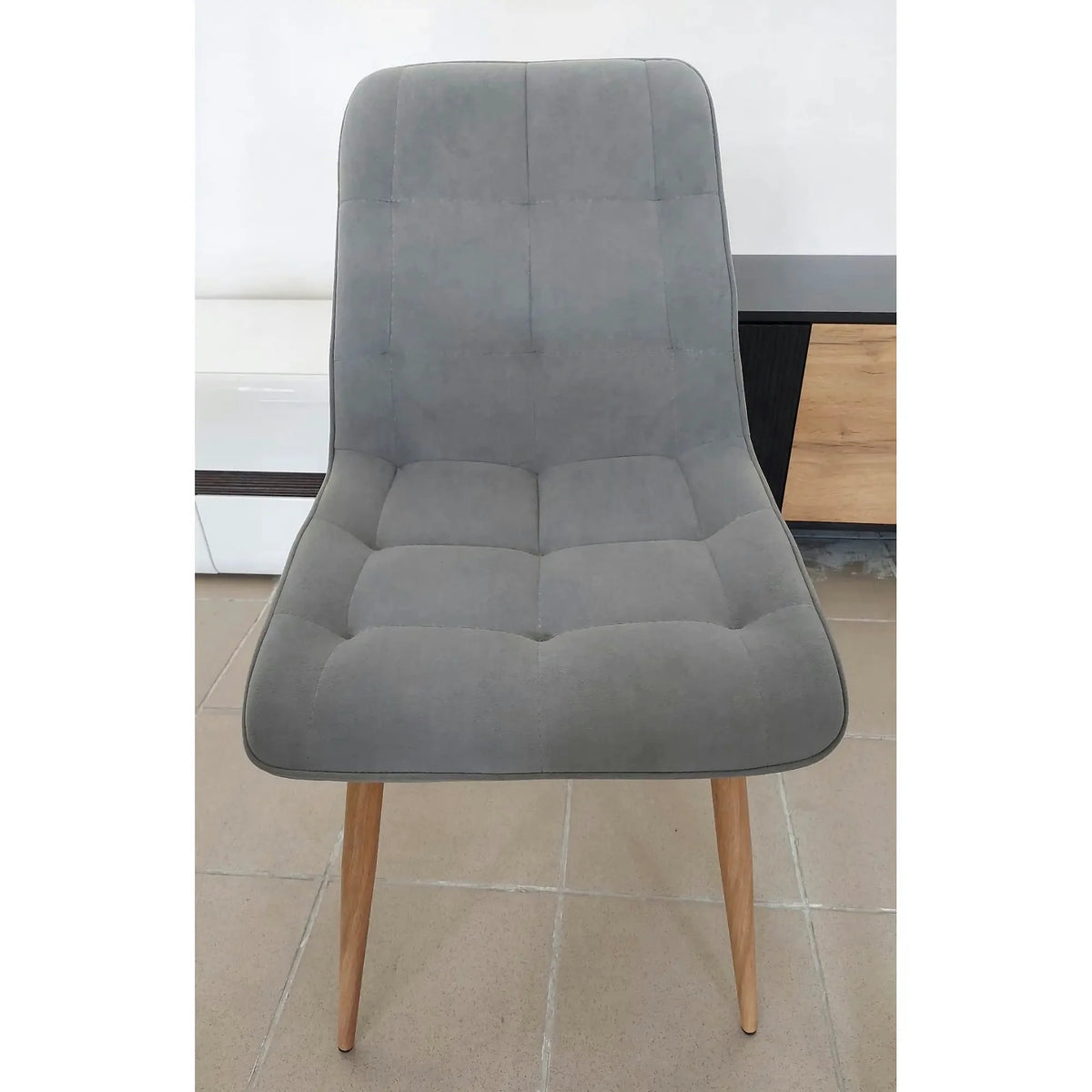 PRODUS RESIGILAT - Scaun CHIC D, gri, stofa catifelata/metal, 50x58x88 cm