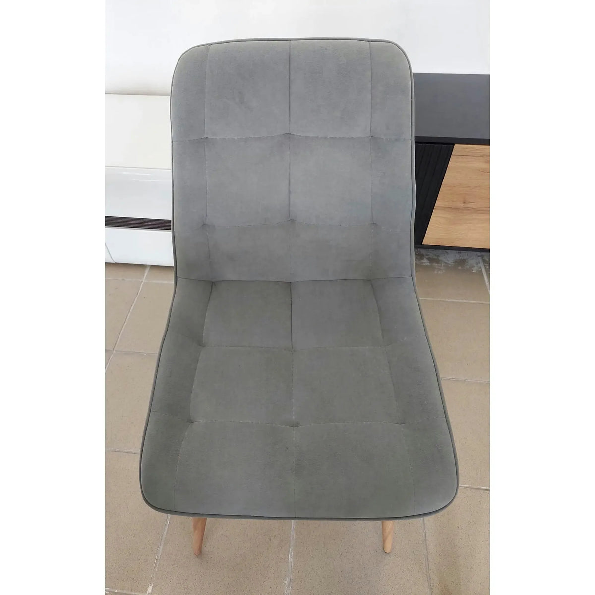 PRODUS RESIGILAT - Scaun CHIC D, gri, stofa catifelata/metal, 50x58x88 cm