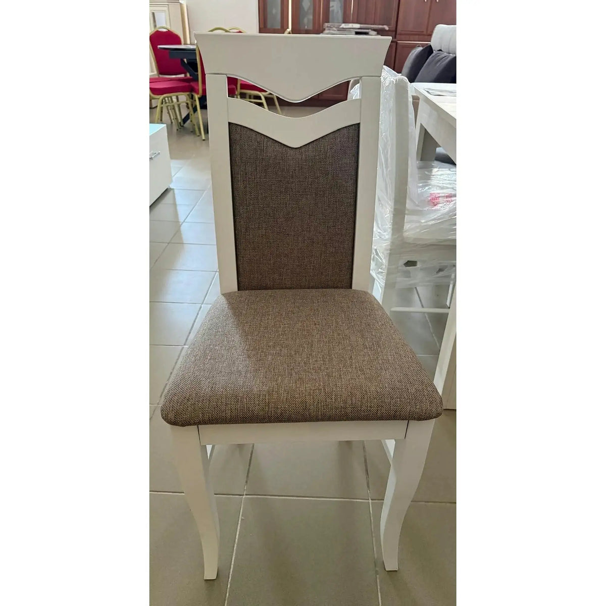 PRODUS RESIGILAT - Scaun CITRONE, maro/alb, stofa/lemn, 44x43x96 cm