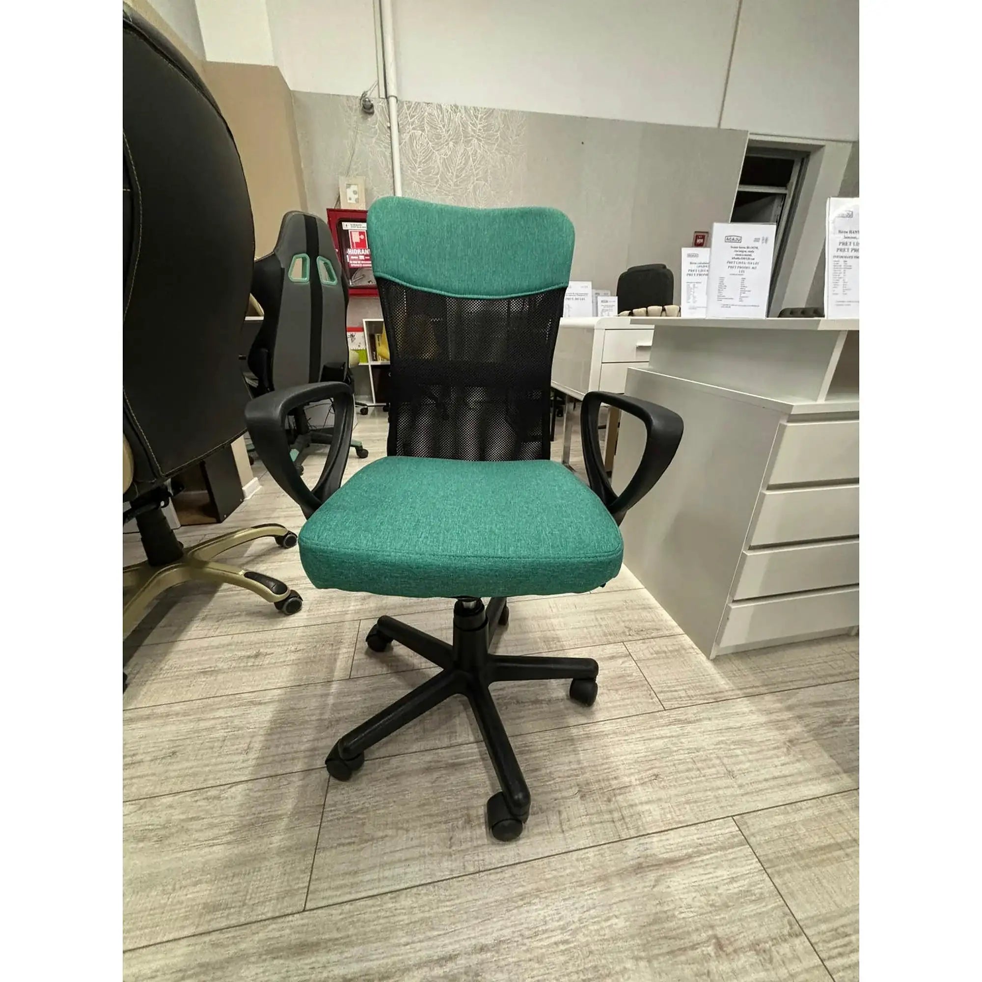 PRODUS RESIGILAT - Scaun de birou TIMMY, turcoaz, stofa mesh, 52x59x81 cm