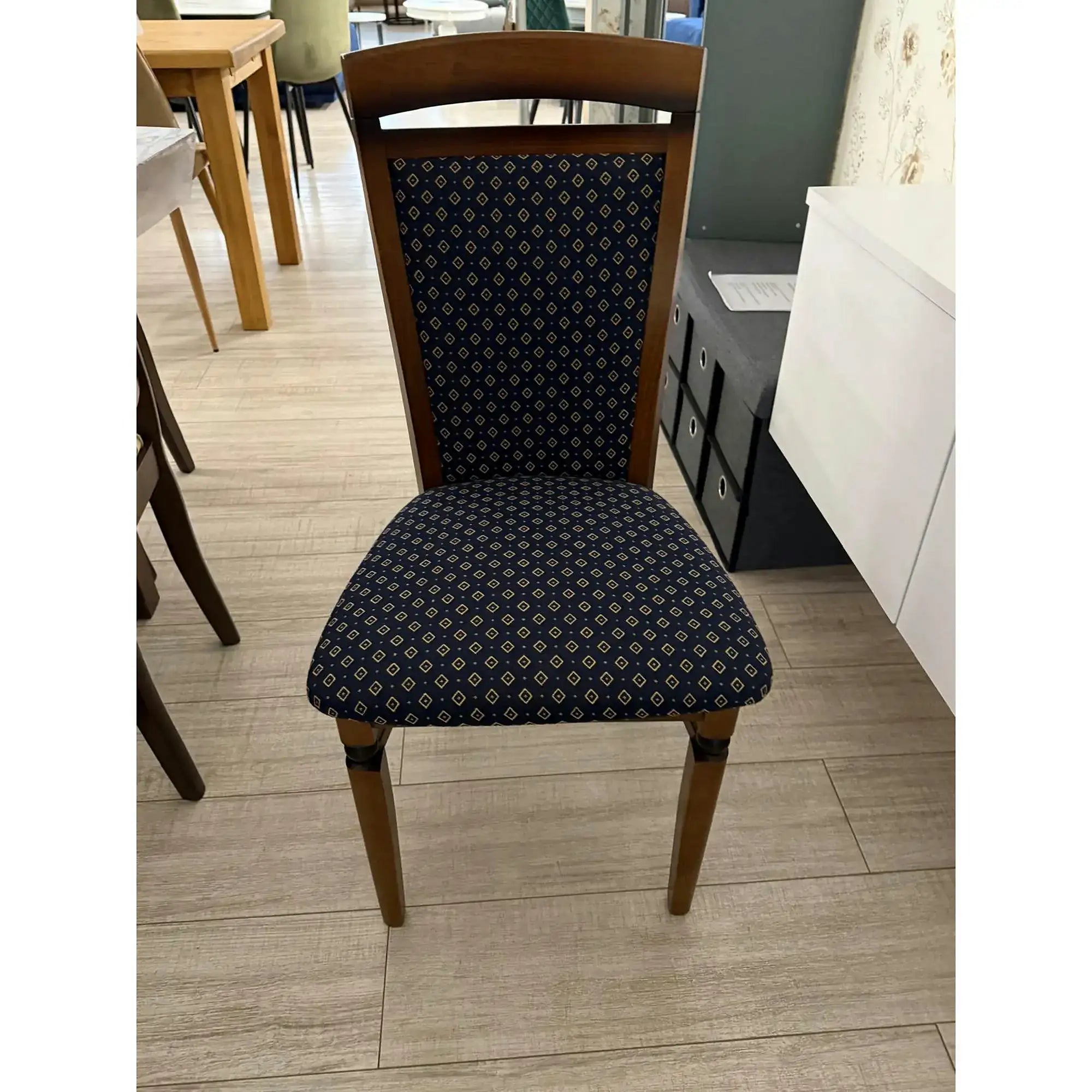 PRODUS RESIGILAT - Scaun DKRS-II, albastru marin/nuc, stofa clasica/metal, 46x55x94 cm