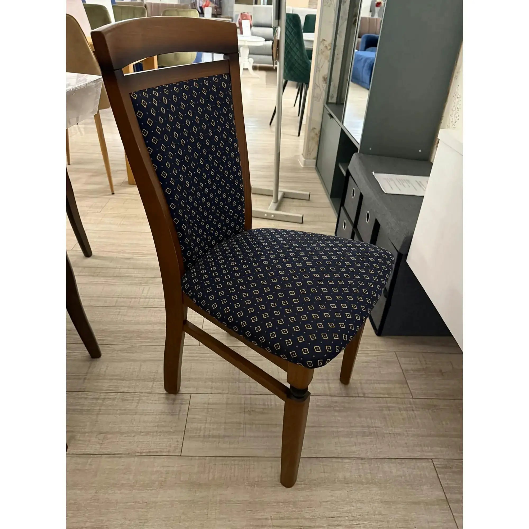 PRODUS RESIGILAT - Scaun DKRS-II, albastru marin/nuc, stofa clasica/metal, 46x55x94 cm