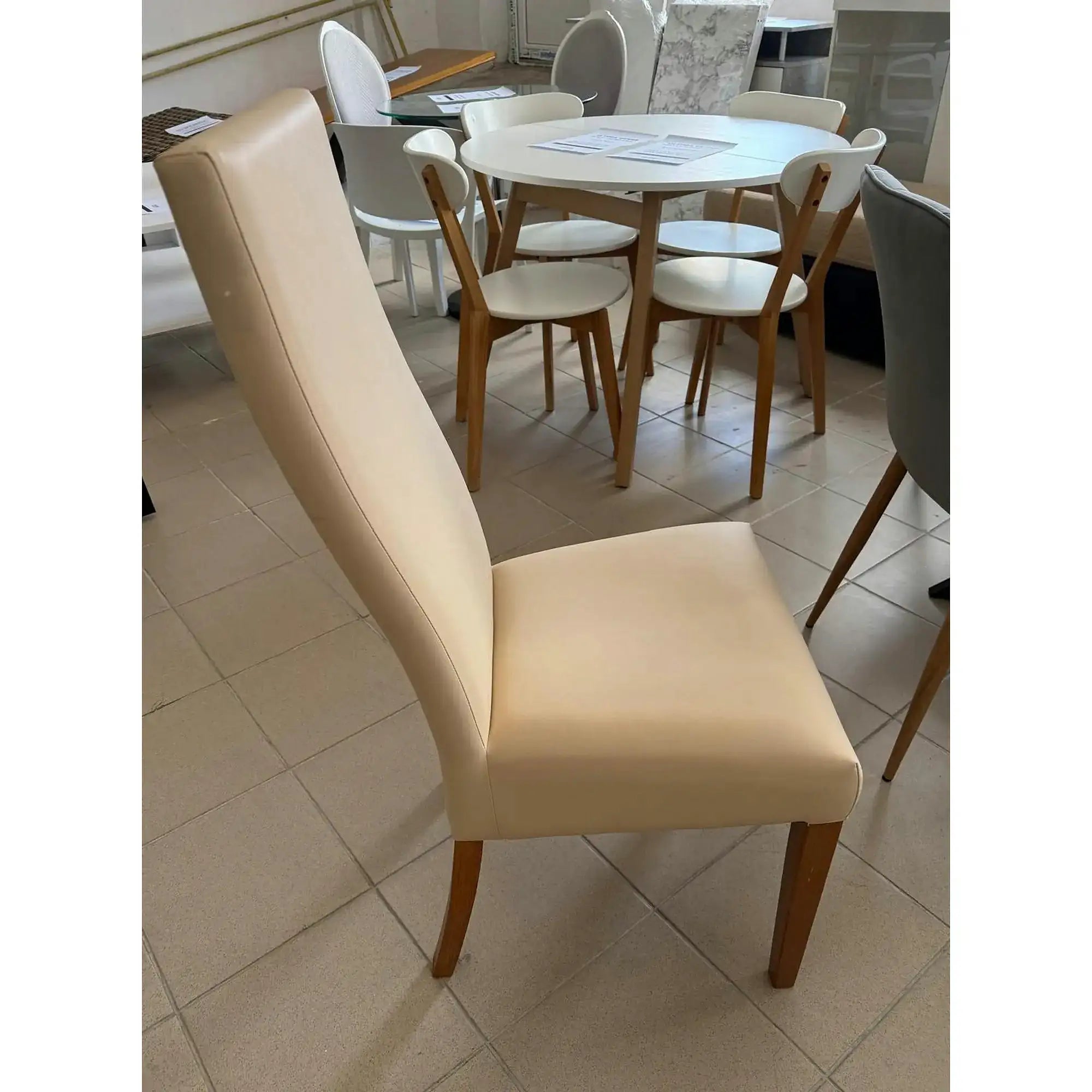 PRODUS RESIGILAT - Scaun ERGO, crem/nuc, piele ecologica/lemn, 48x44x104 cm