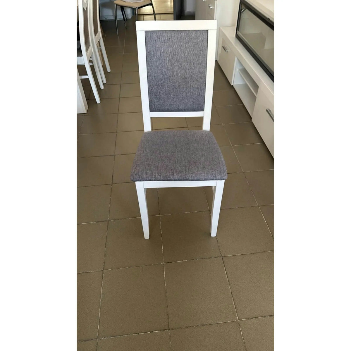 PRODUS RESIGILAT - Scaun GERARD 2, gri/alb, stofa clasica/lemn de fag, 44x55x97 cm