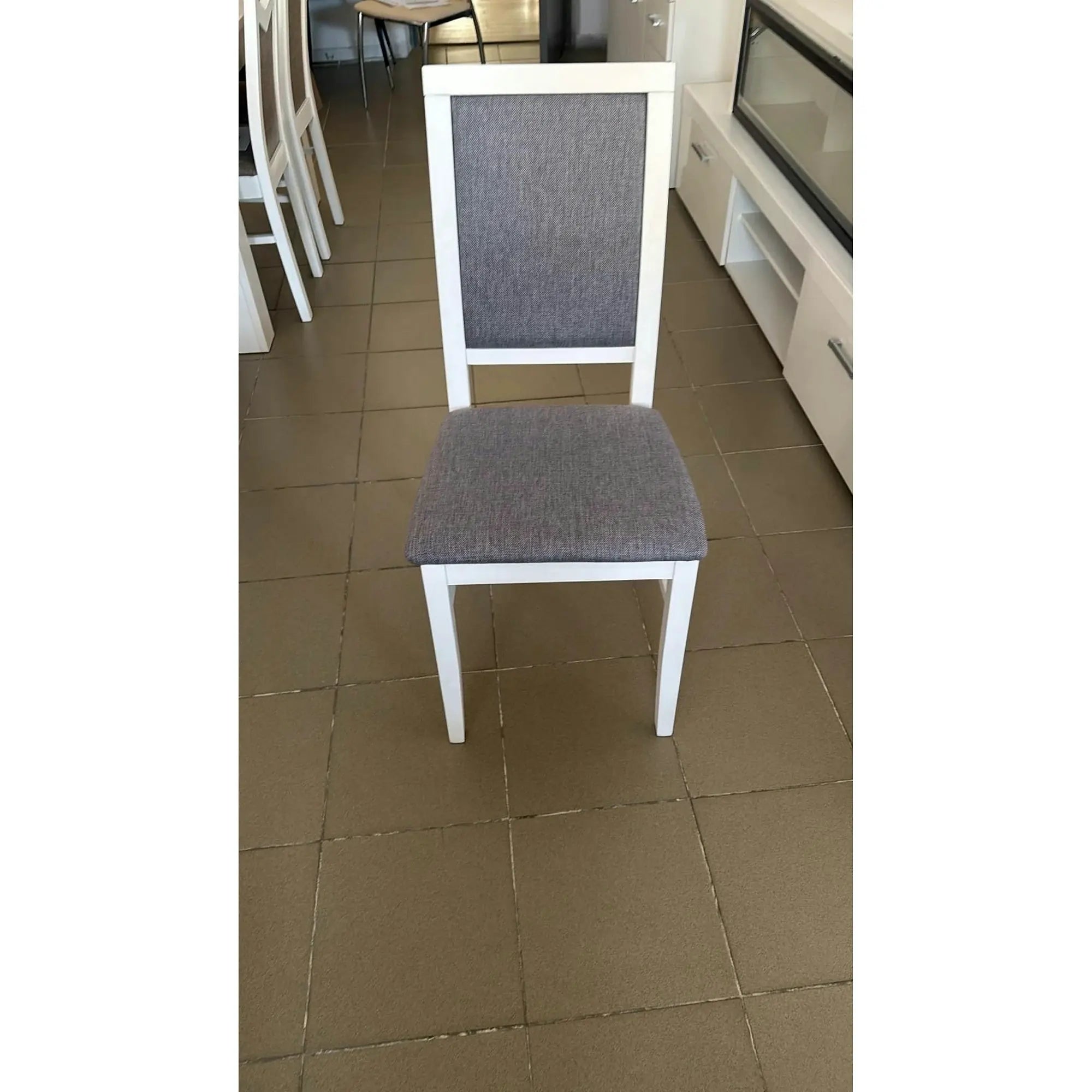 PRODUS RESIGILAT - Scaun GERARD 2, gri/alb, stofa clasica/lemn de fag, 44x55x97 cm