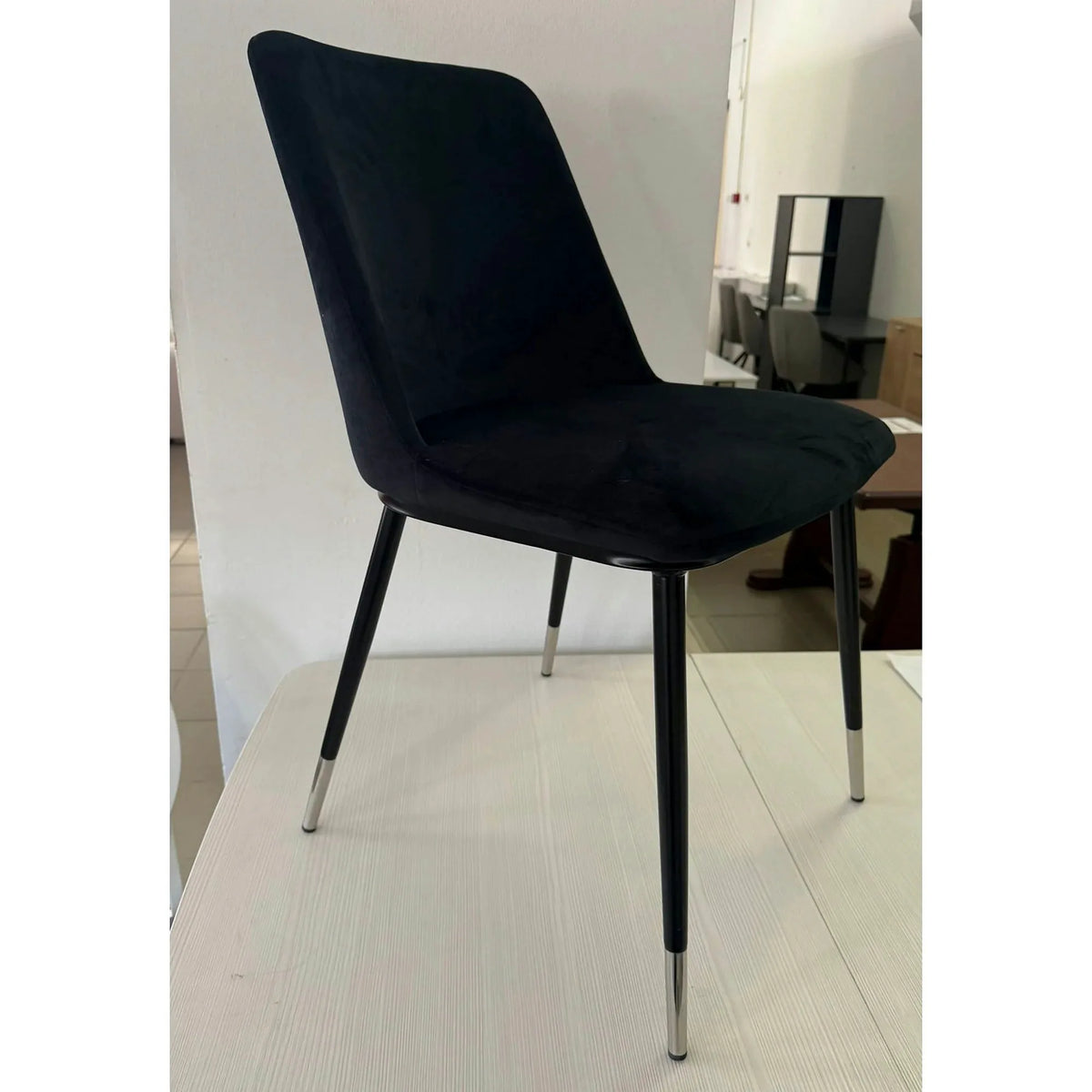 PRODUS RESIGILAT - Scaun JILL, negru, stofa catifelata/metal, 48x44x85 cm