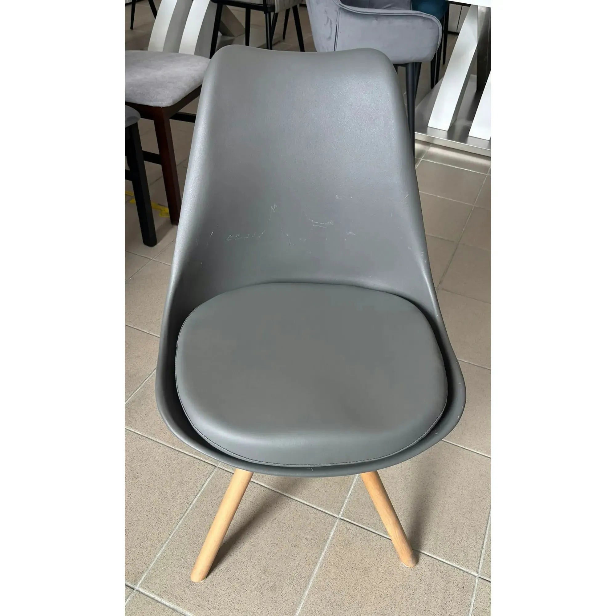 PRODUS RESIGILAT - Scaun K201, gri/fag, piele ecologica/plastic/lemn, 48x47x80 cm