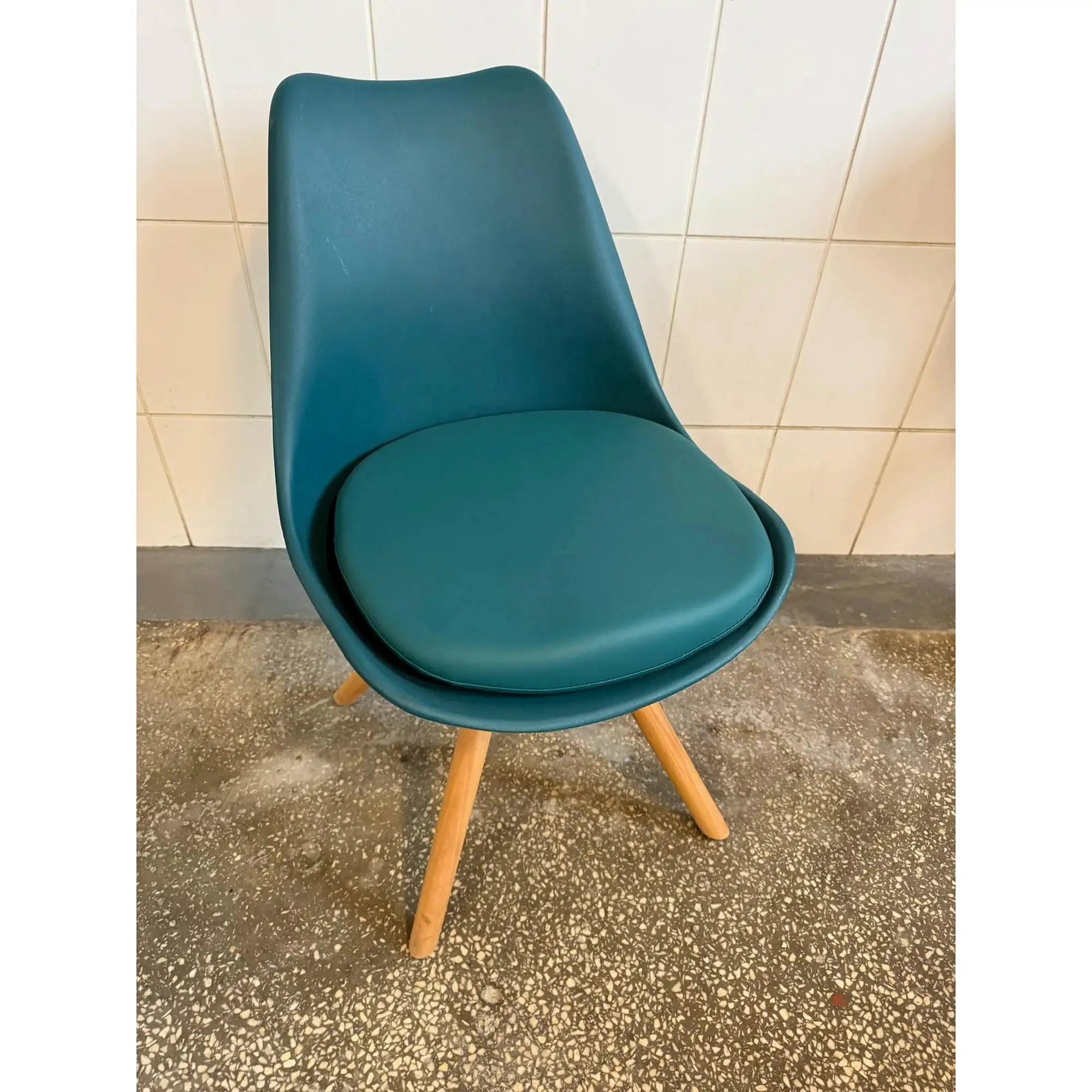 PRODUS RESIGILAT - Scaun K201, turcoaz/fag, piele ecologica/lemn de fag, 48x47x80 cm