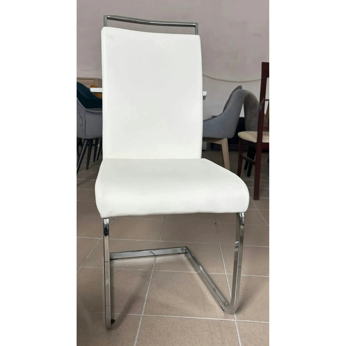 PRODUS RESIGILAT - Scaun K250, alb/crom, piele ecologica/metal, 42x55x99 cm