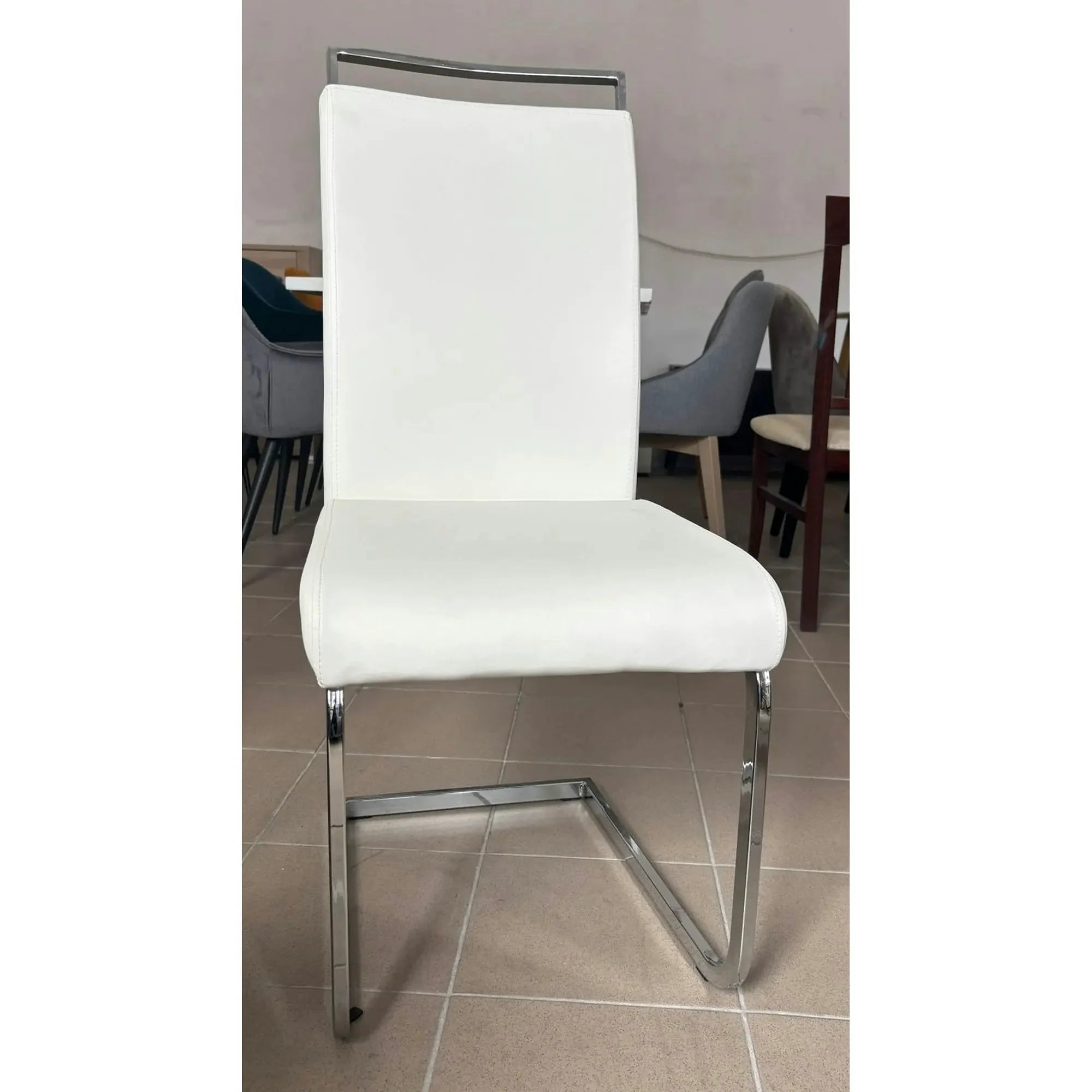 PRODUS RESIGILAT - Scaun K250, alb/crom, piele ecologica/metal, 42x55x99 cm