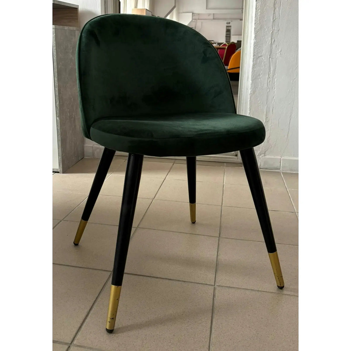 PRODUS RESIGILAT - Scaun K315, verde inchis/negru, stofa catifelata/metal, 50x55x76 cm