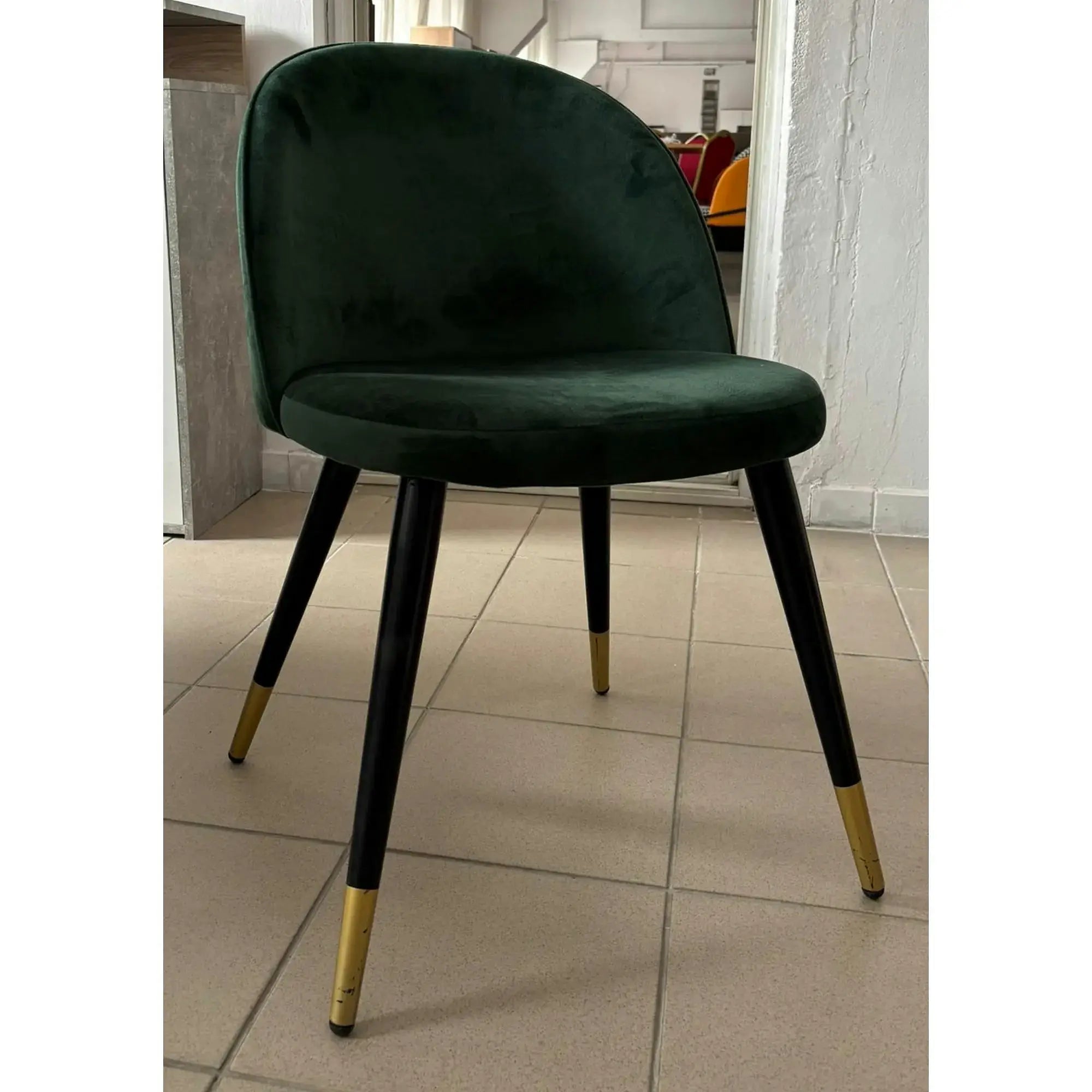 PRODUS RESIGILAT - Scaun K315, verde inchis/negru, stofa catifelata/metal, 50x55x76 cm