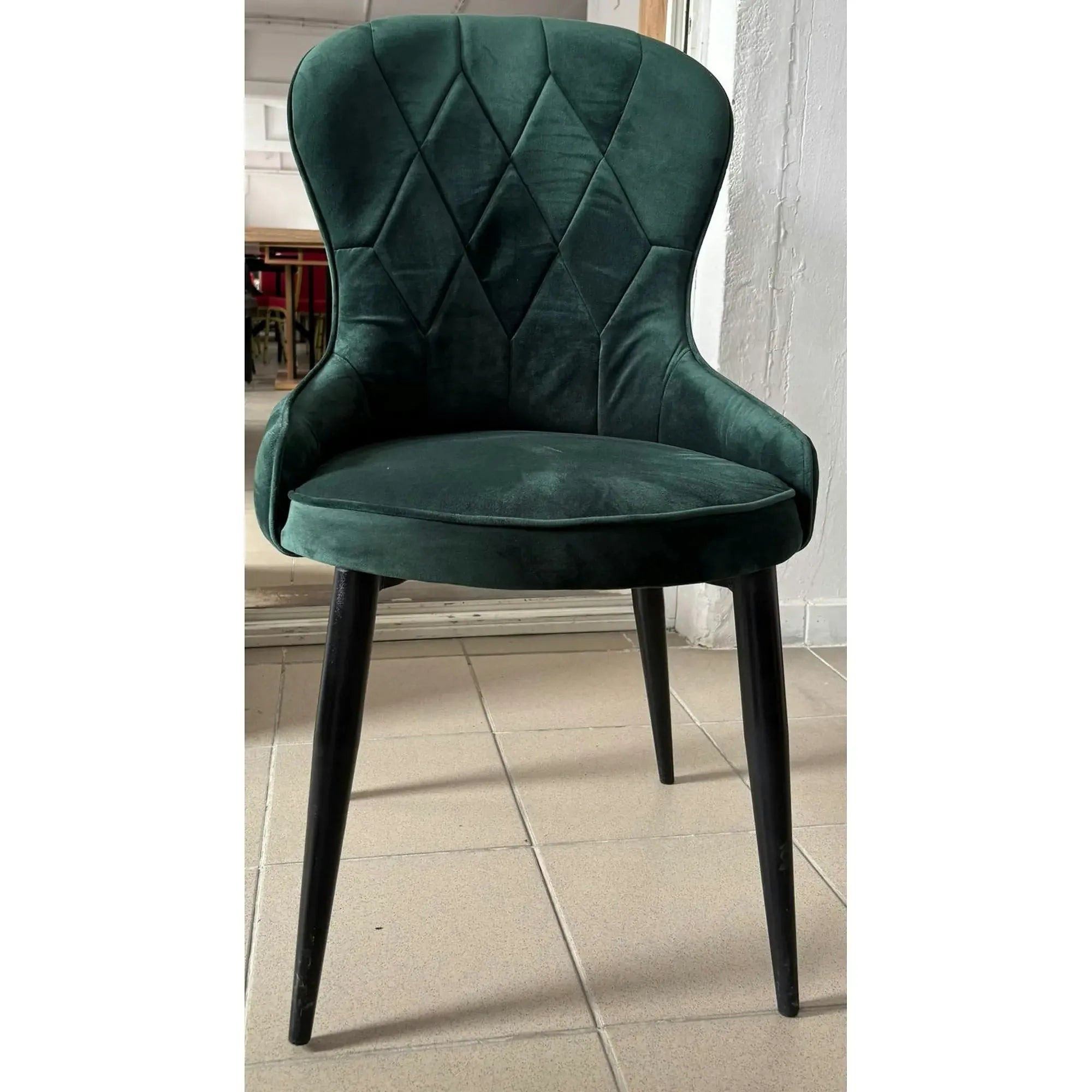 PRODUS RESIGILAT - Scaun K366, verde inchis/negru, stofa catifelata/metal, 52x58x92 cm