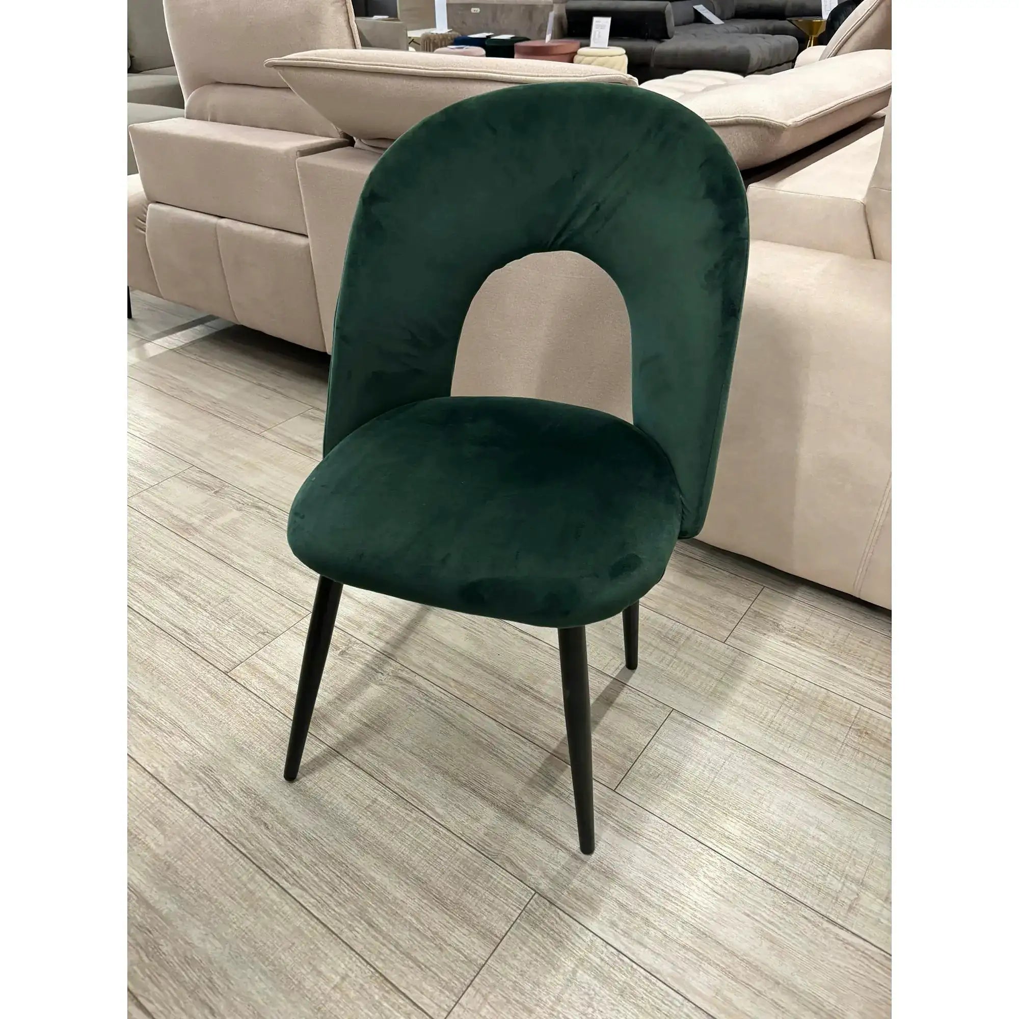 PRODUS RESIGILAT - Scaun K384, verde/negru, stofa catifelata/metal, 54x57x84 cm