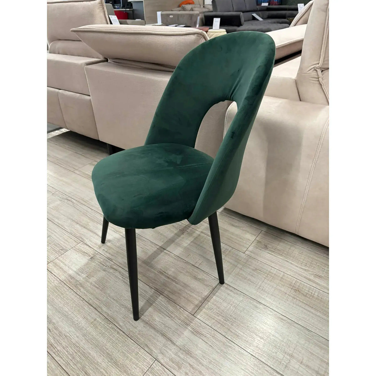 PRODUS RESIGILAT - Scaun K384, verde/negru, stofa catifelata/metal, 54x57x84 cm