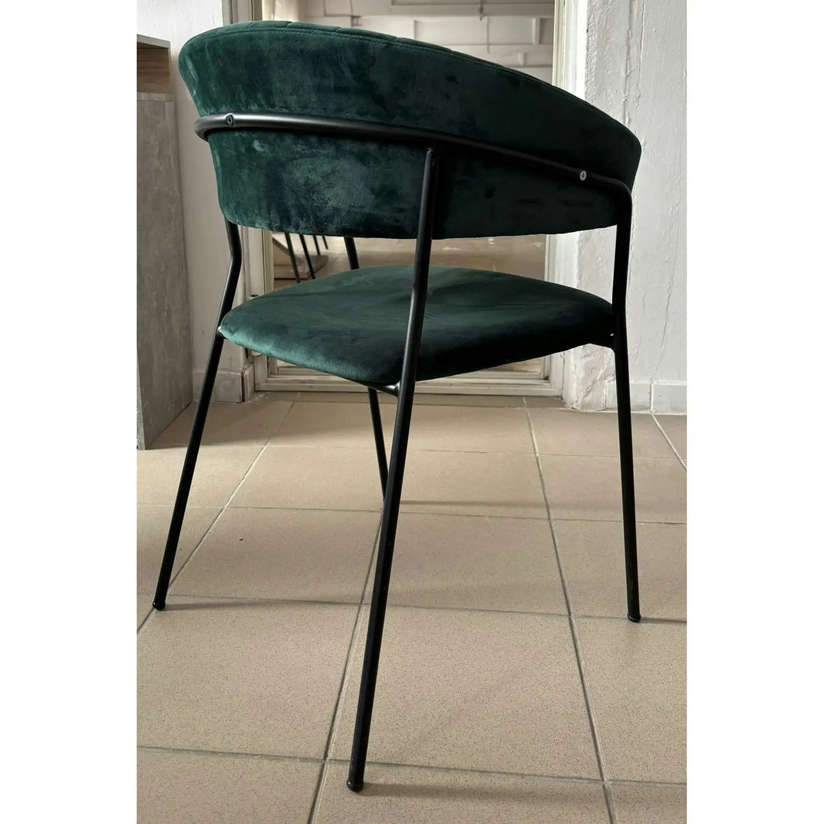 PRODUS RESIGILAT - Scaun K426, verde inchis/negru, stofa catifelata/metal, 57x54x79 cm