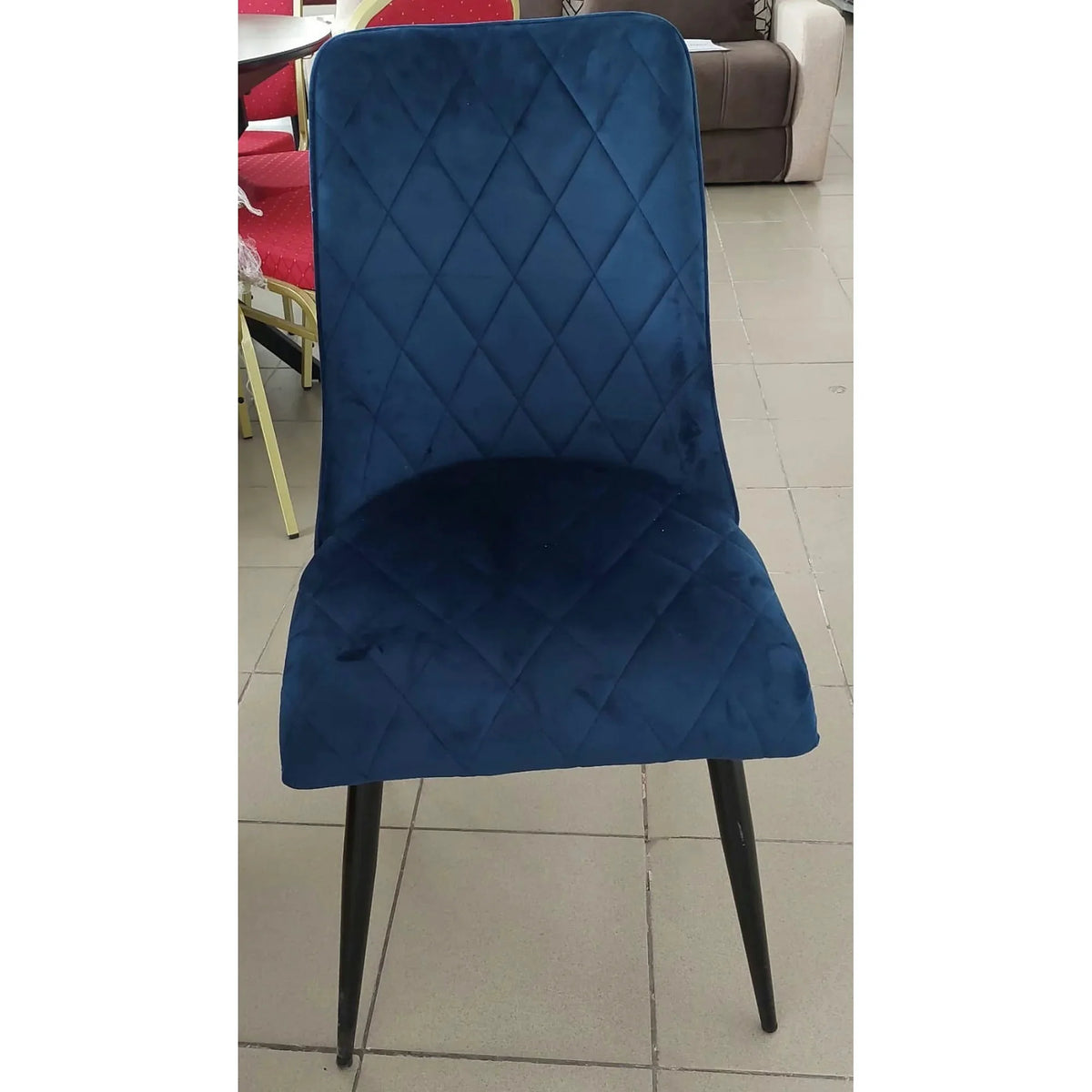 PRODUS RESIGILAT - Scaun K450, albastru/negru, stofa catifelata/metal, 44x58x85 cm