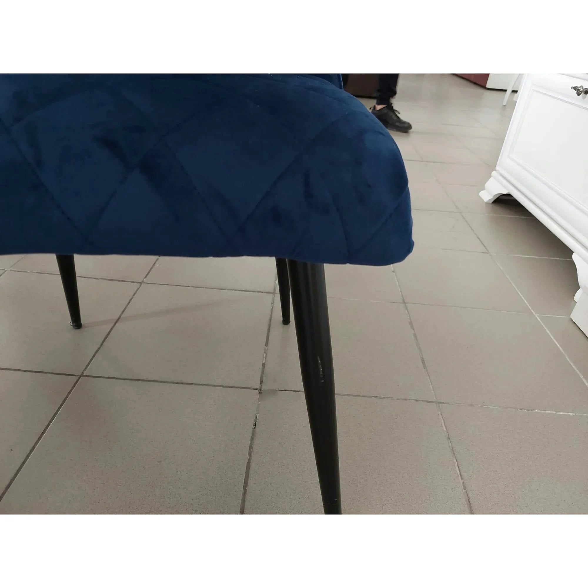 PRODUS RESIGILAT - Scaun K450, albastru/negru, stofa catifelata/metal, 44x58x85 cm