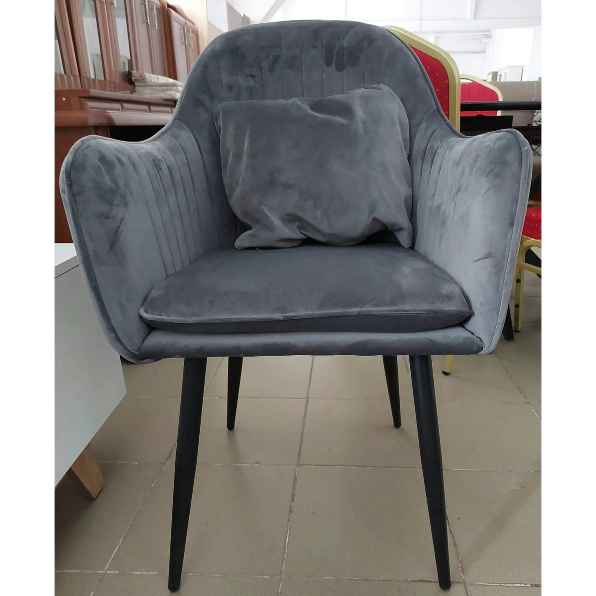 PRODUS RESIGILAT - Scaun K464, gri/negru, stofa catifelata/metal, 58x59x84 cm