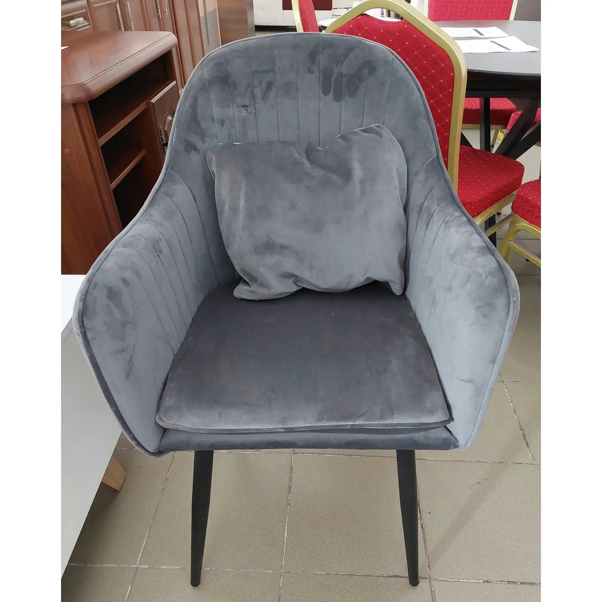 PRODUS RESIGILAT - Scaun K464, gri/negru, stofa catifelata/metal, 58x59x84 cm