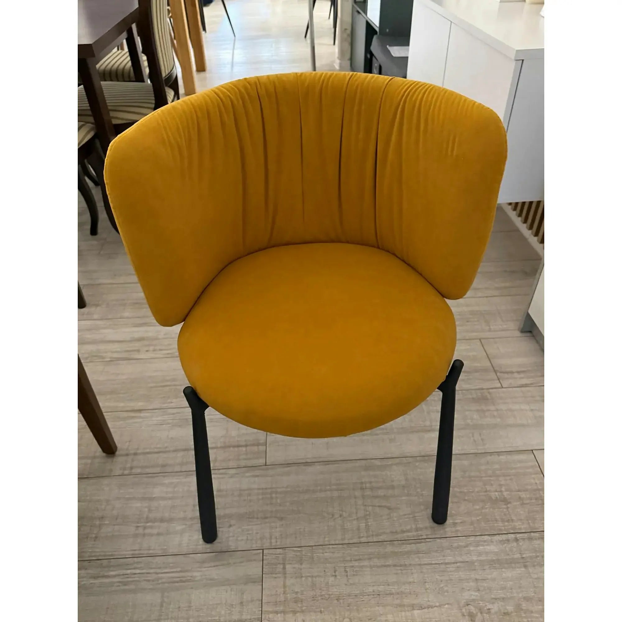 PRODUS RESIGILAT - Scaun K531, galben mustar/negru, stofa catifelata/metal, 60x58x76 cm
