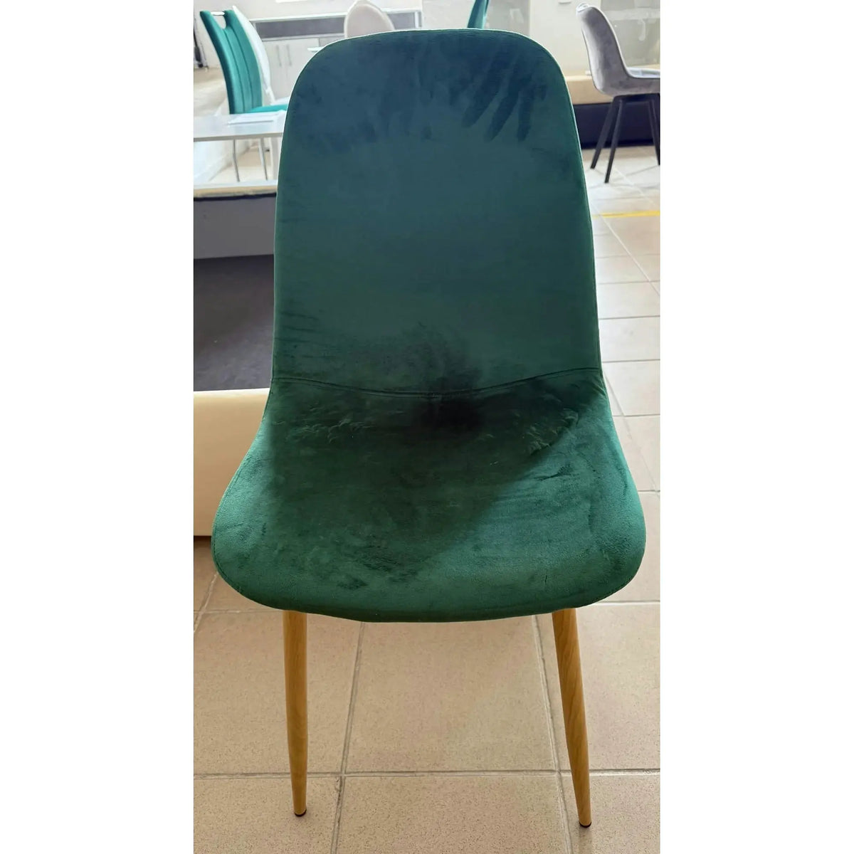PRODUS RESIGILAT - Scaun LEGA NEW, verde/fag, stofa catifelata/metal, 45x56x85 cm