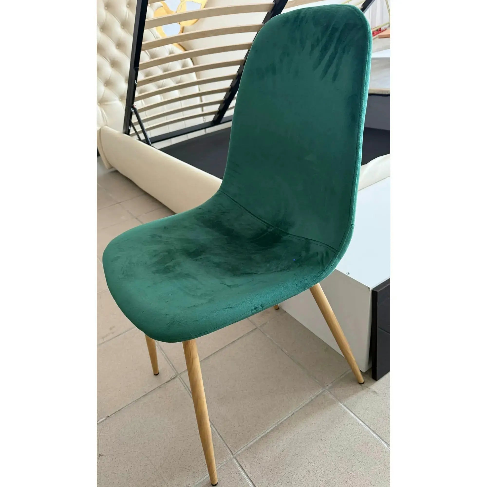 PRODUS RESIGILAT - Scaun LEGA NEW, verde/fag, stofa catifelata/metal, 45x56x85 cm