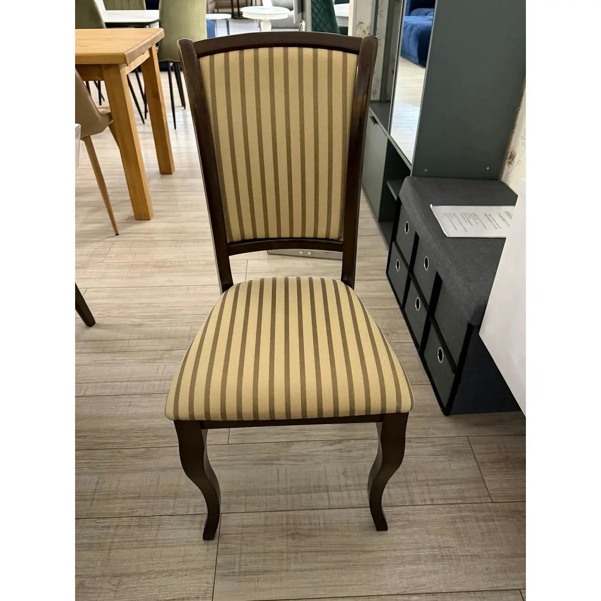 PRODUS RESIGILAT - Scaun MN-SC, bej lucios/nuc inchis, stofa/lemn, 45x42x96 cm