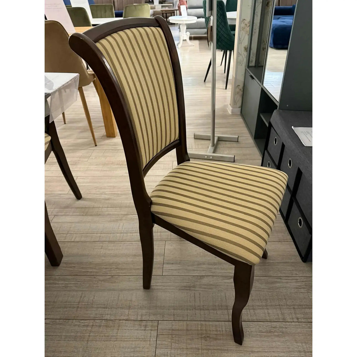 PRODUS RESIGILAT - Scaun MN-SC, bej lucios/nuc inchis, stofa/lemn, 45x42x96 cm