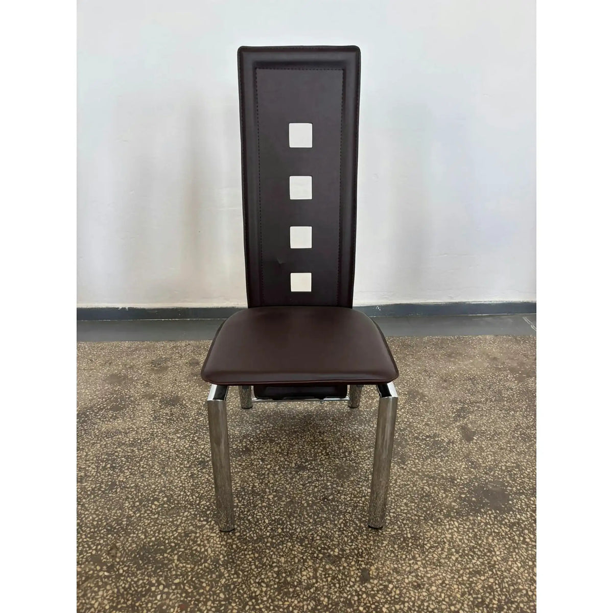 PRODUS RESIGILAT - Scaun tapitat K4, negru/crom, piele ecologica/metal, 44x49x106 cm