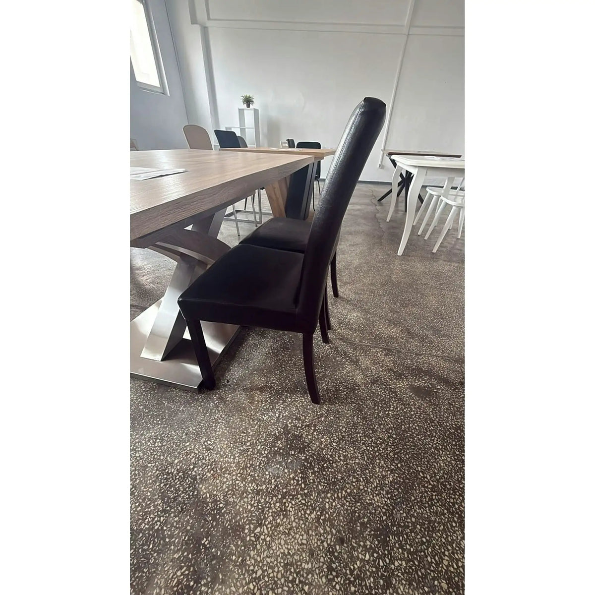 PRODUS RESIGILAT - Set 2 scaune BINGO, maro/wenge, piele ecologica/lemn, 46x43x93 cm