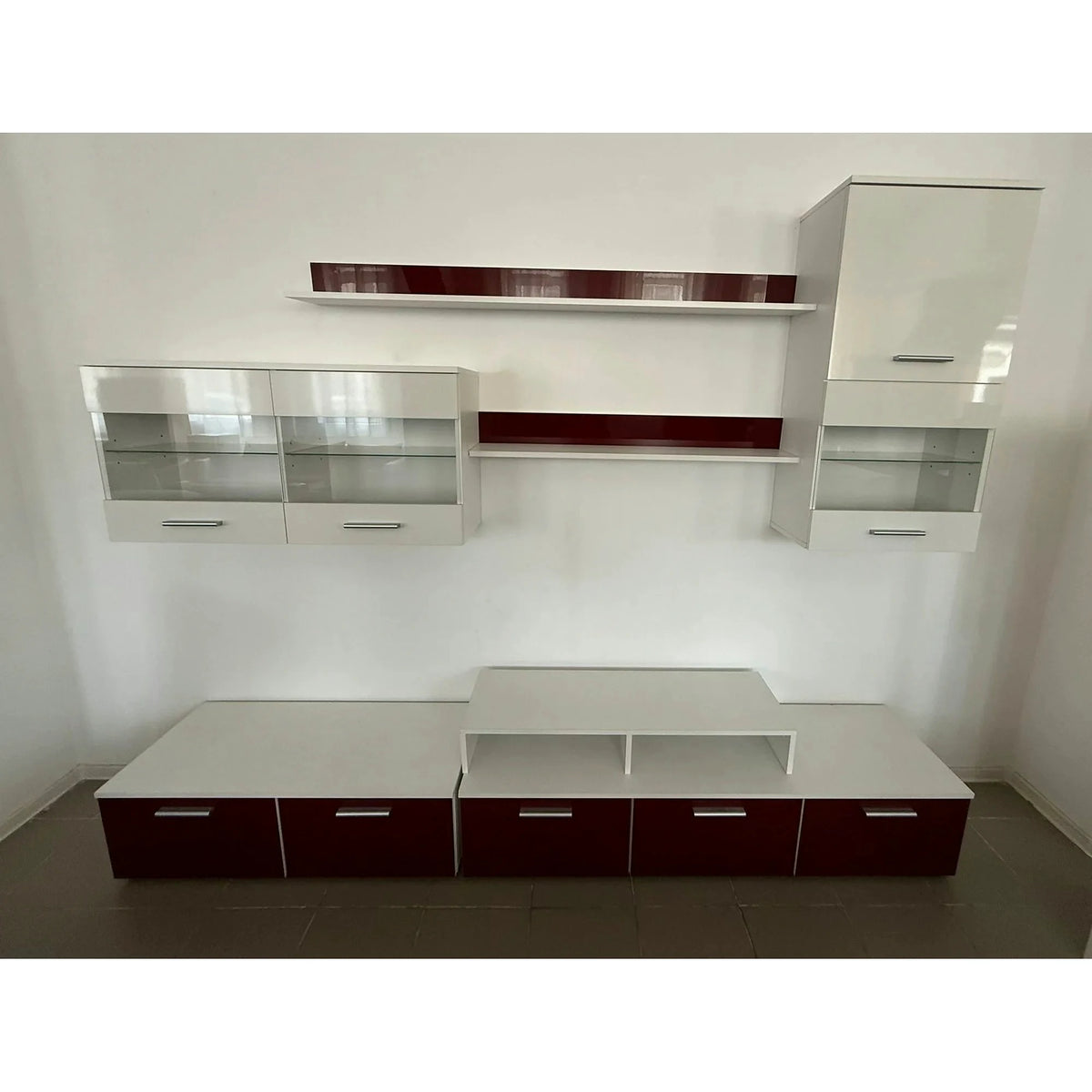 PRODUS RESIGILAT - Set living LOGO II, alb/visiniu lucios, PAL