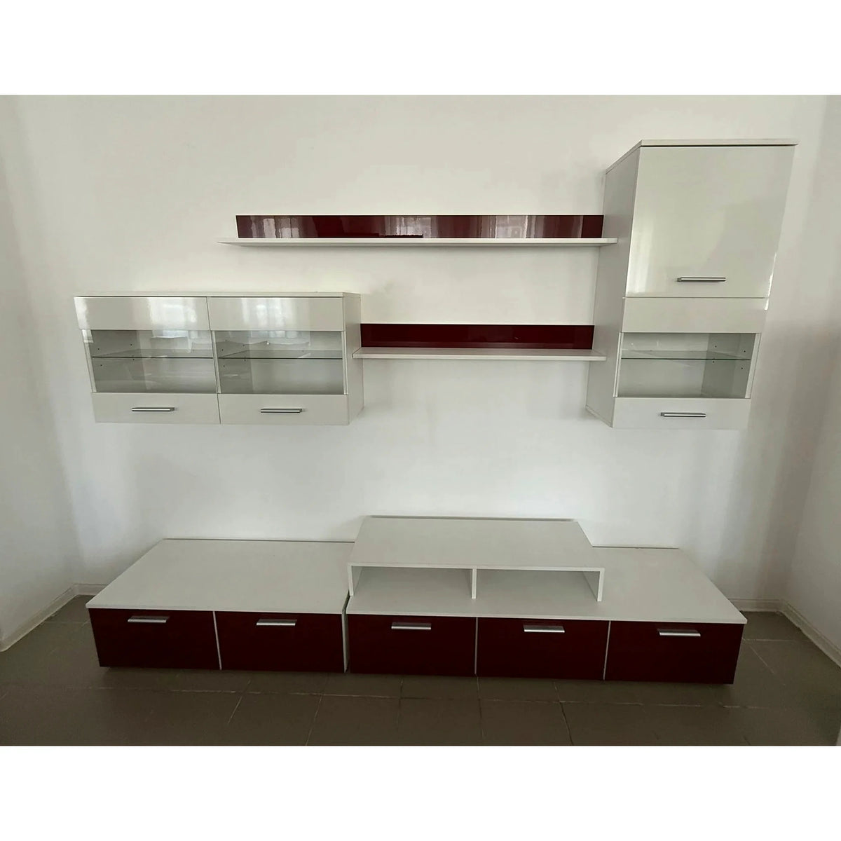 PRODUS RESIGILAT - Set living LOGO II, alb/visiniu lucios, PAL