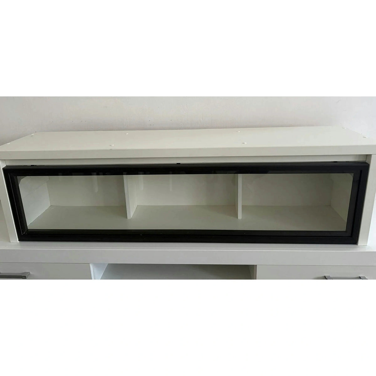 PRODUS RESIGILAT - Vitrina suspendata KAPIAN, alb/wenge, PAL/sticla, 144x31x40 cm