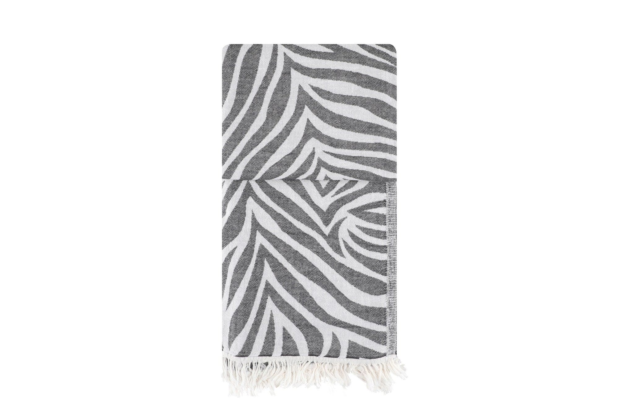 Prosop plaja FOUTA CARNIVAL, alb/gri, bumbac, 90x170 cm