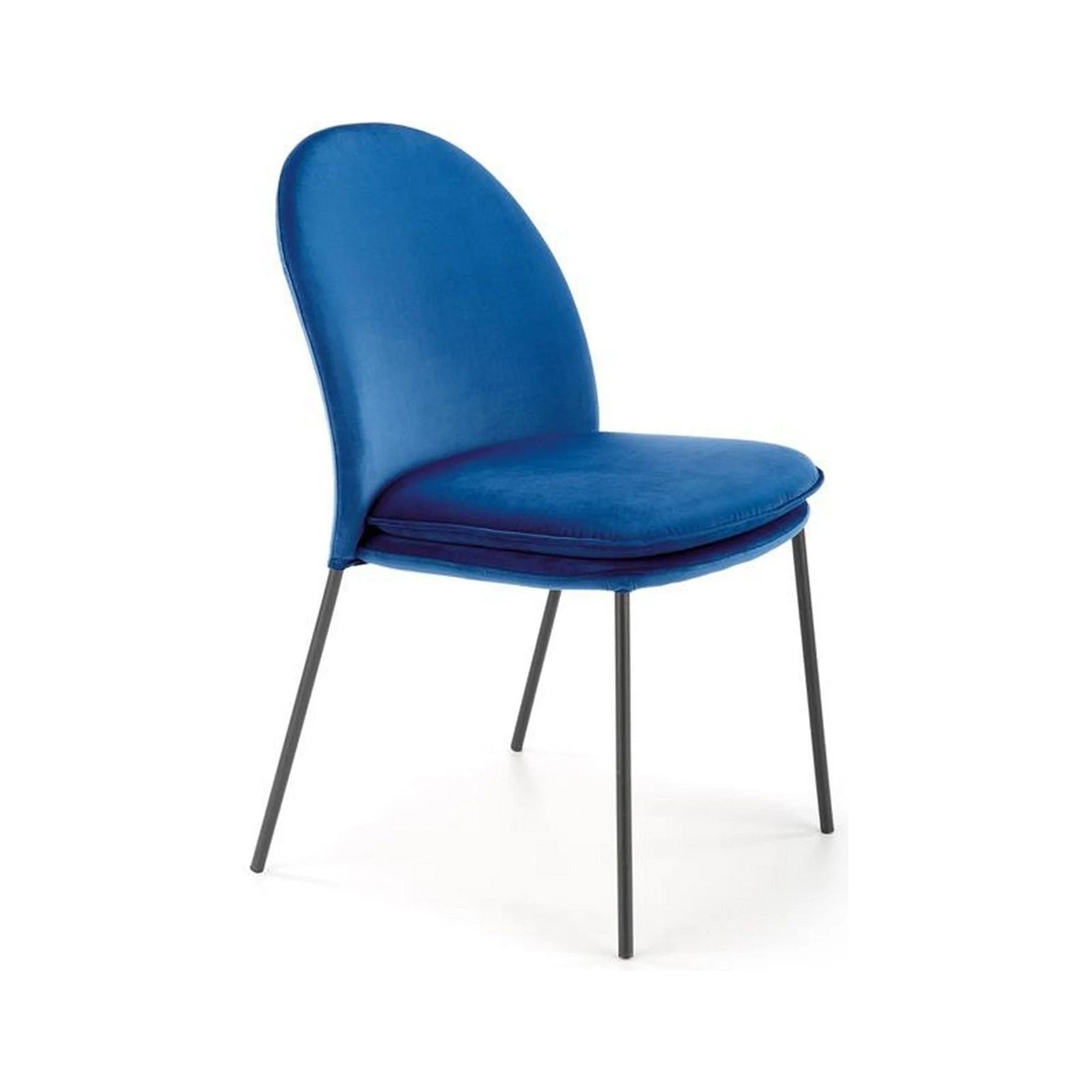 Scaun K443, albastru/negru, stofa catifelata/metal, 50x58x84 cm