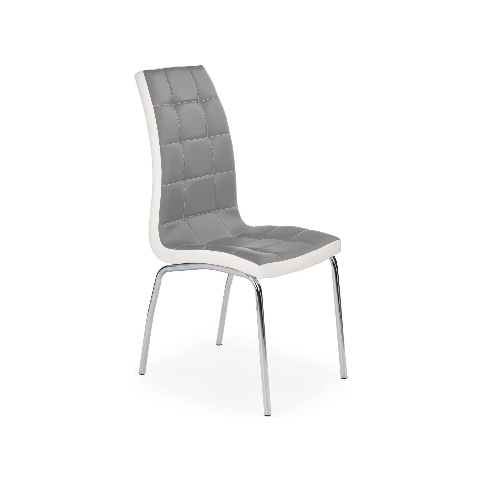 Scaun tapitat K186, gri/alb/crom, piele ecologica/metal, 42X63X100 CM
