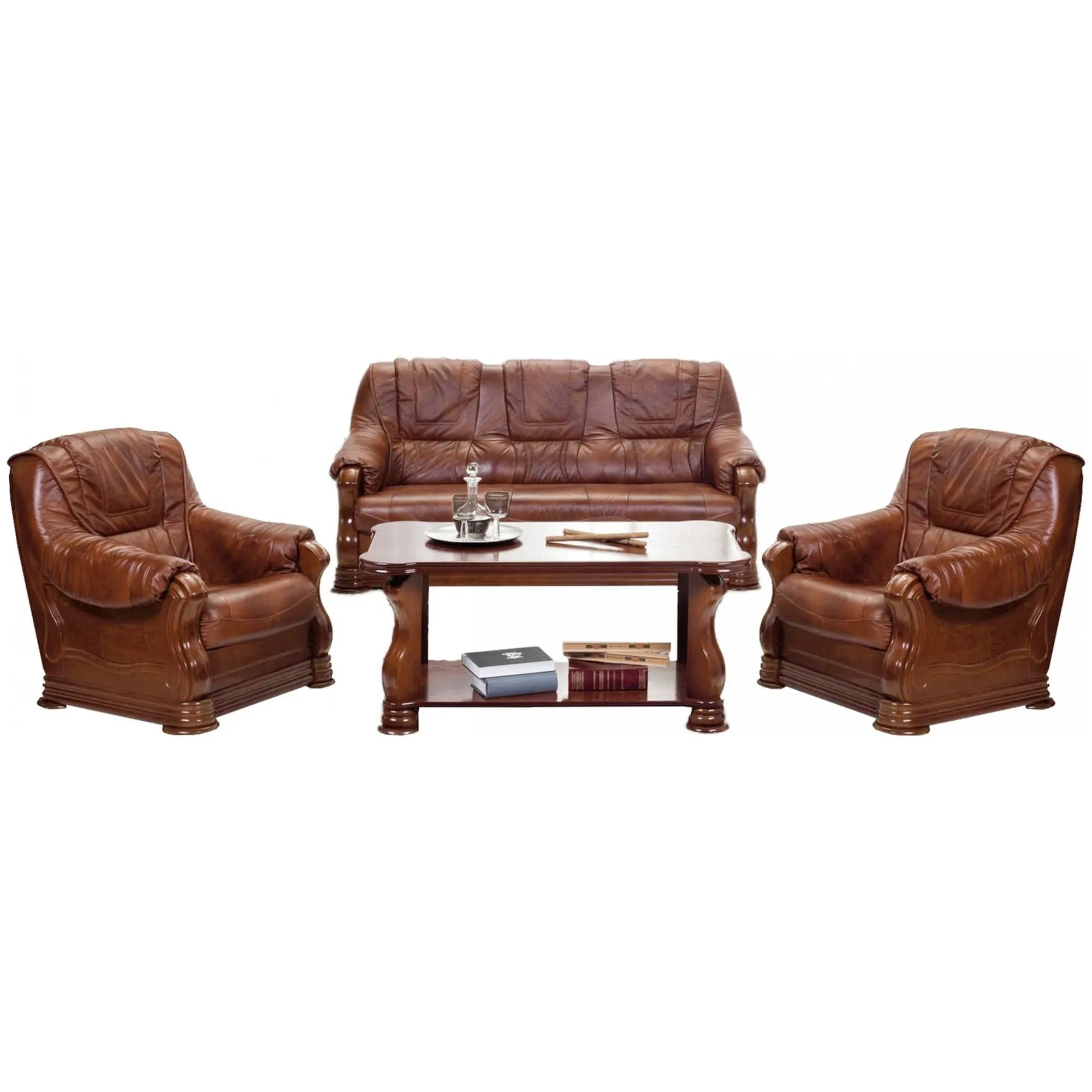 PARMA 311 pachet special FIX (canapea fixa 3 locuri, doua fotolii fixe din piele naturala Madras)