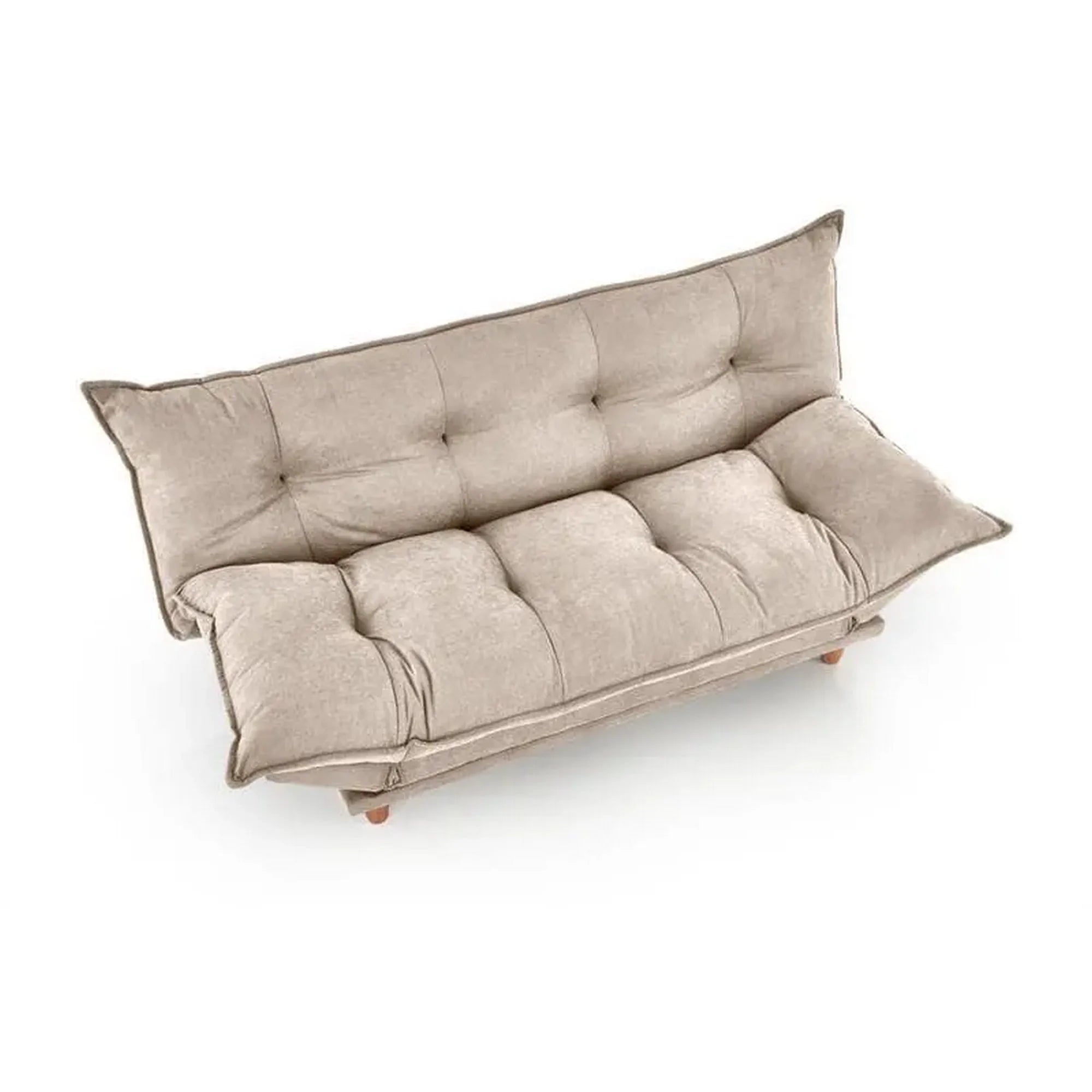 Canapea extensibila PILLOW, bej, stofa/lemn, 190x100x85 cm