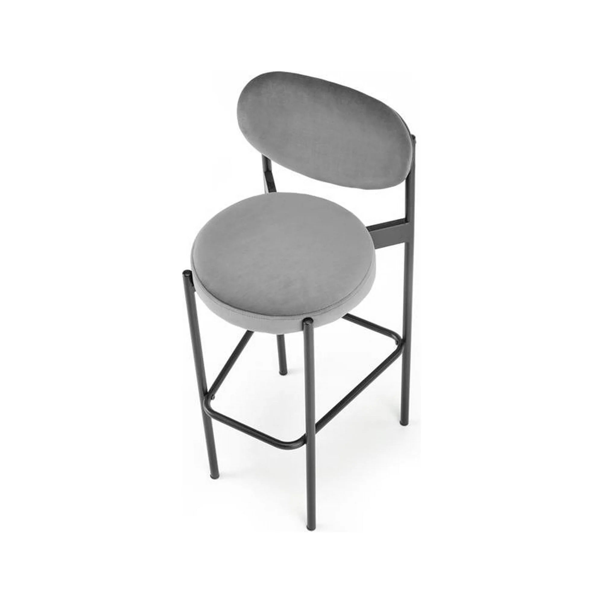 Scaun bar H108, gri - Bluvel 14/negru, stofa catifelata/otel, 42x48x92 cm