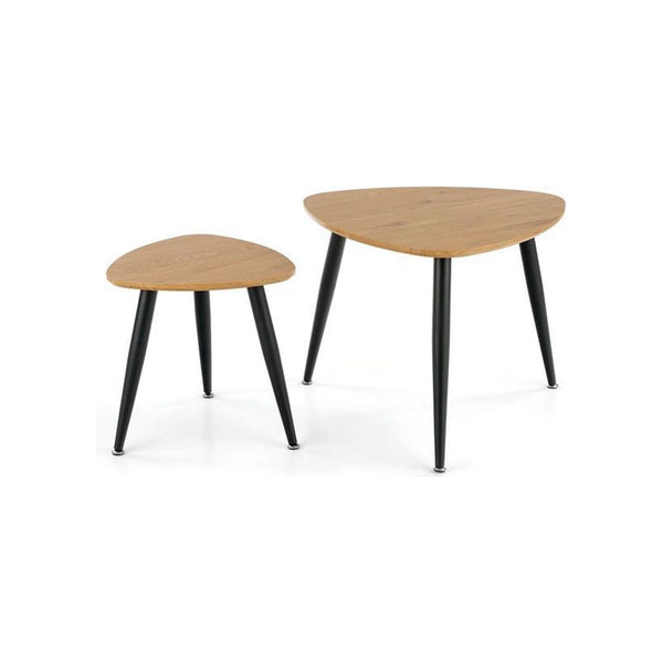 Set 2 masute cafea NICEA, stejar auriu/negru
